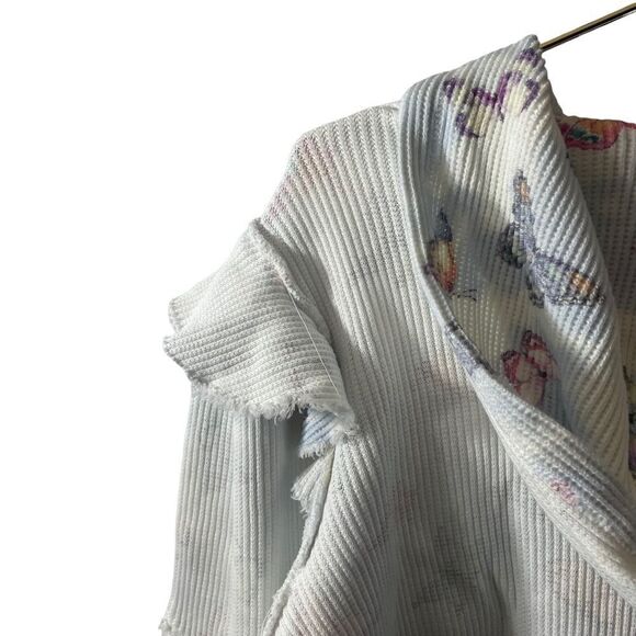 Love Shack Fancy Ciel Cropped Hoodie Aqua Reflections Butterfly Size Small NWT - Picture 9 of 15